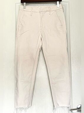 MOTHER Denim The Shaker Prep Fray Act Natural White Cream Cropped Jeans Size 26